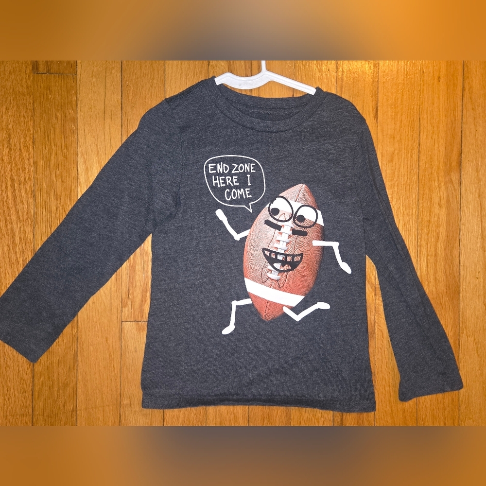 Kids Charcoal Long Sleeve Football Tee